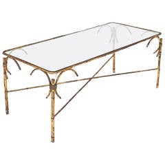 Vintage Gold Leafed Coffee Table by Maison Baguès