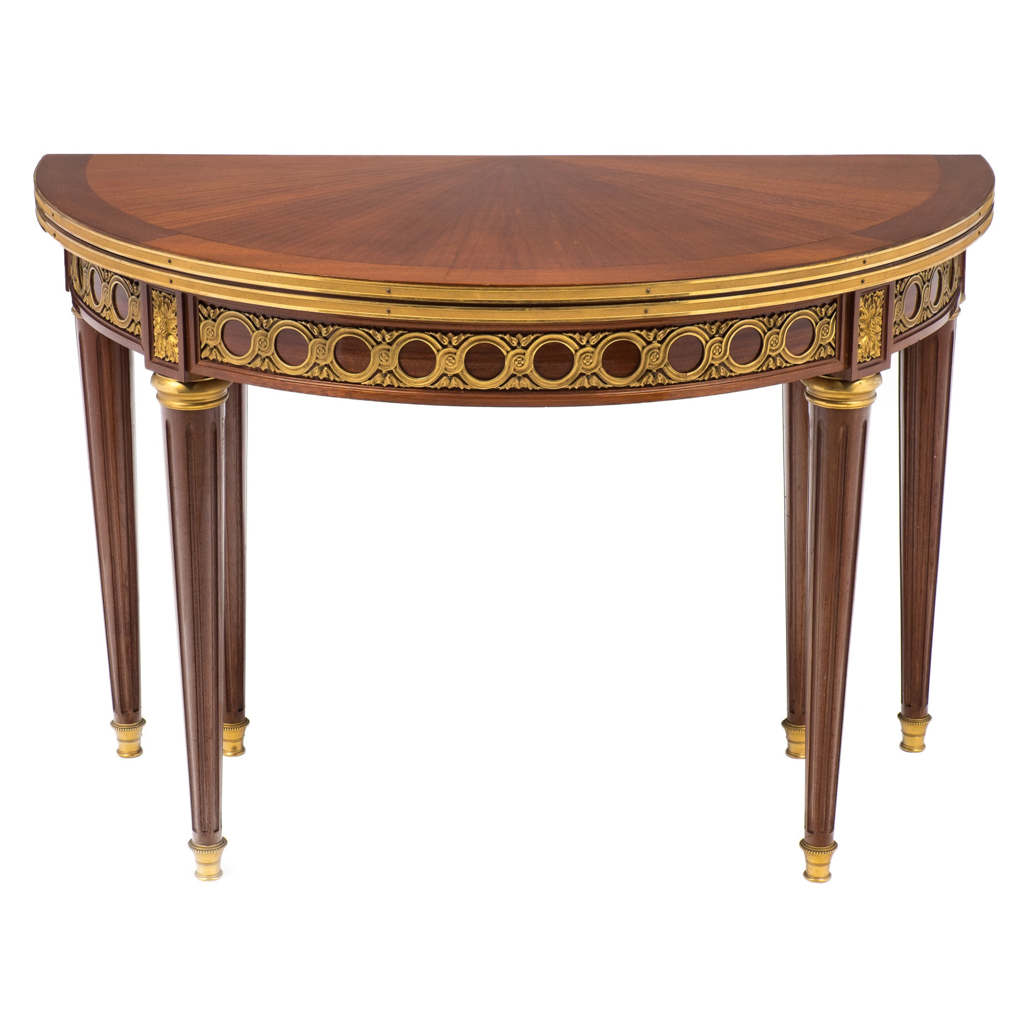 French Louis XVI Drop-Leaf Demilune Table