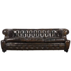English Antique Leather Chesterfield Sofa