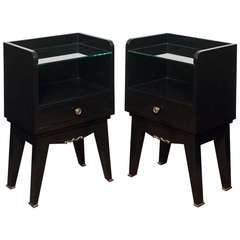 Pair of French Modernist Side Tables Vintage Pair of French Modernist Side Tables