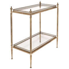 French Vintage Brass 
Glass Tray Table