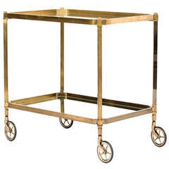 French Art Deco Brass & Mirror Bar Cart