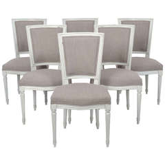 Antique Louis XVI Set of Six Side Chairs