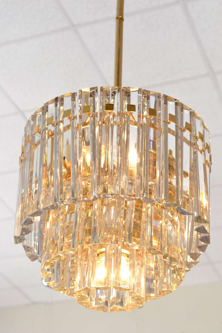 French Vintage Glass Pendant Chandelier In Good Condition In Austin, TX
