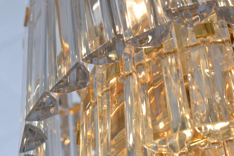 Brass French Vintage Glass Pendant Chandelier