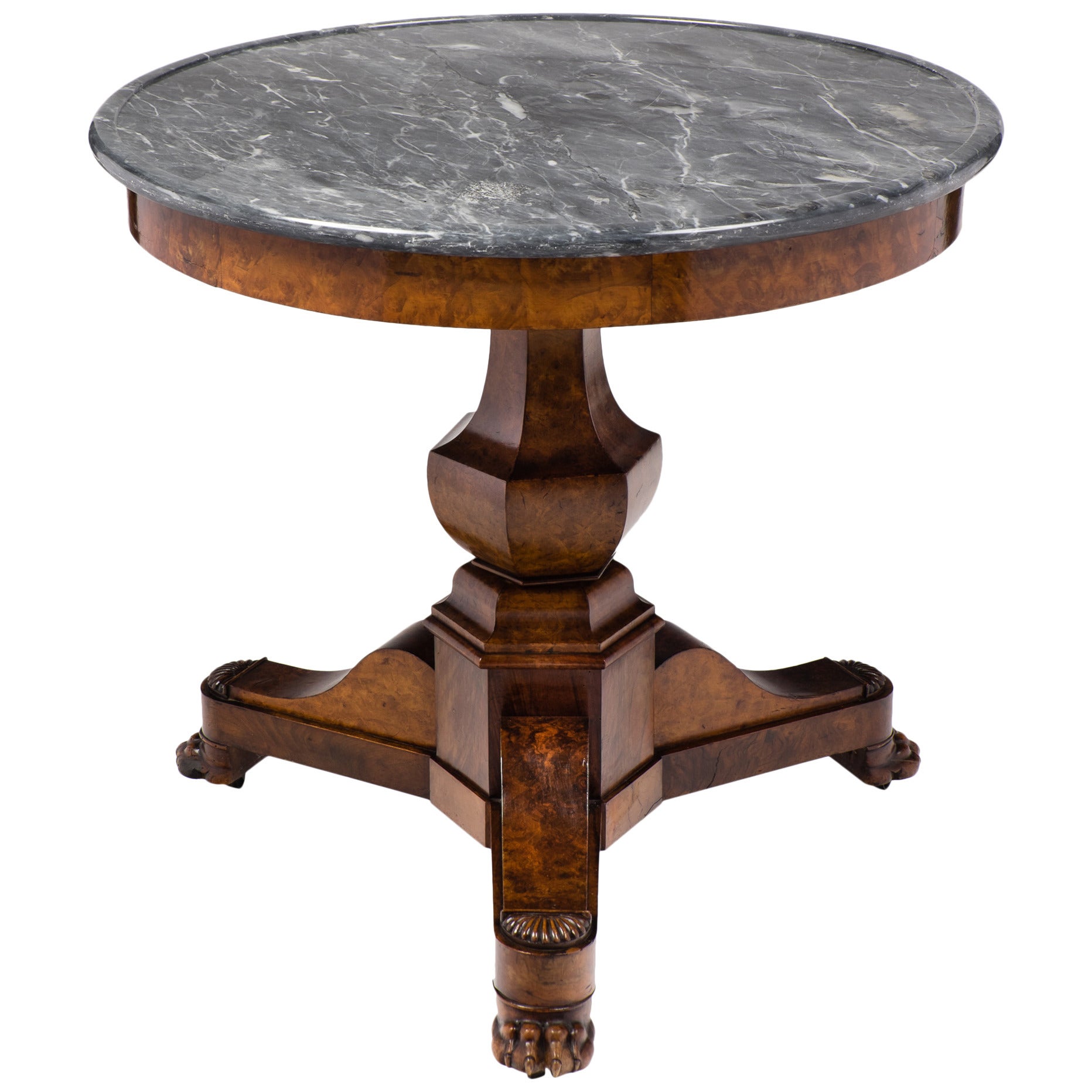French Empire Marble-Top Guéridon with Claw Feet