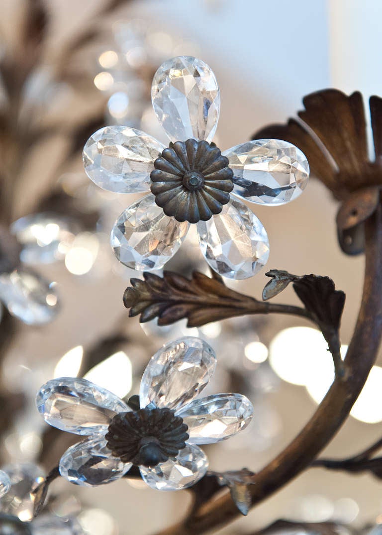 Italian Genovese Crystal Flowers Chandelier