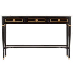 Louis XVI Carrara Marble Top Console Table