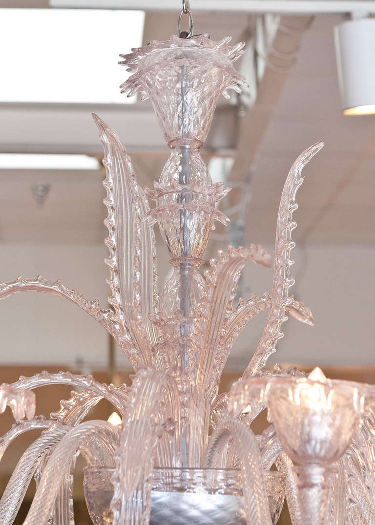 Italian Vintage Pale Amethyst Murano Glass Chandelier