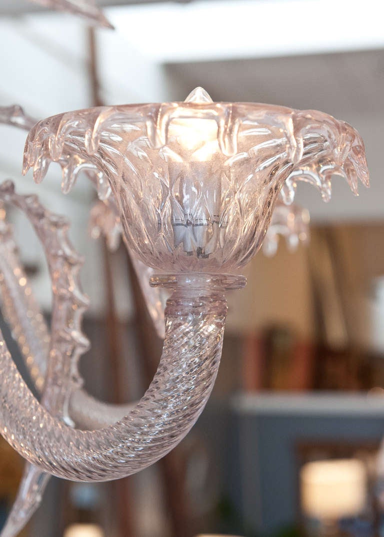 Vintage Pale Amethyst Murano Glass Chandelier 1