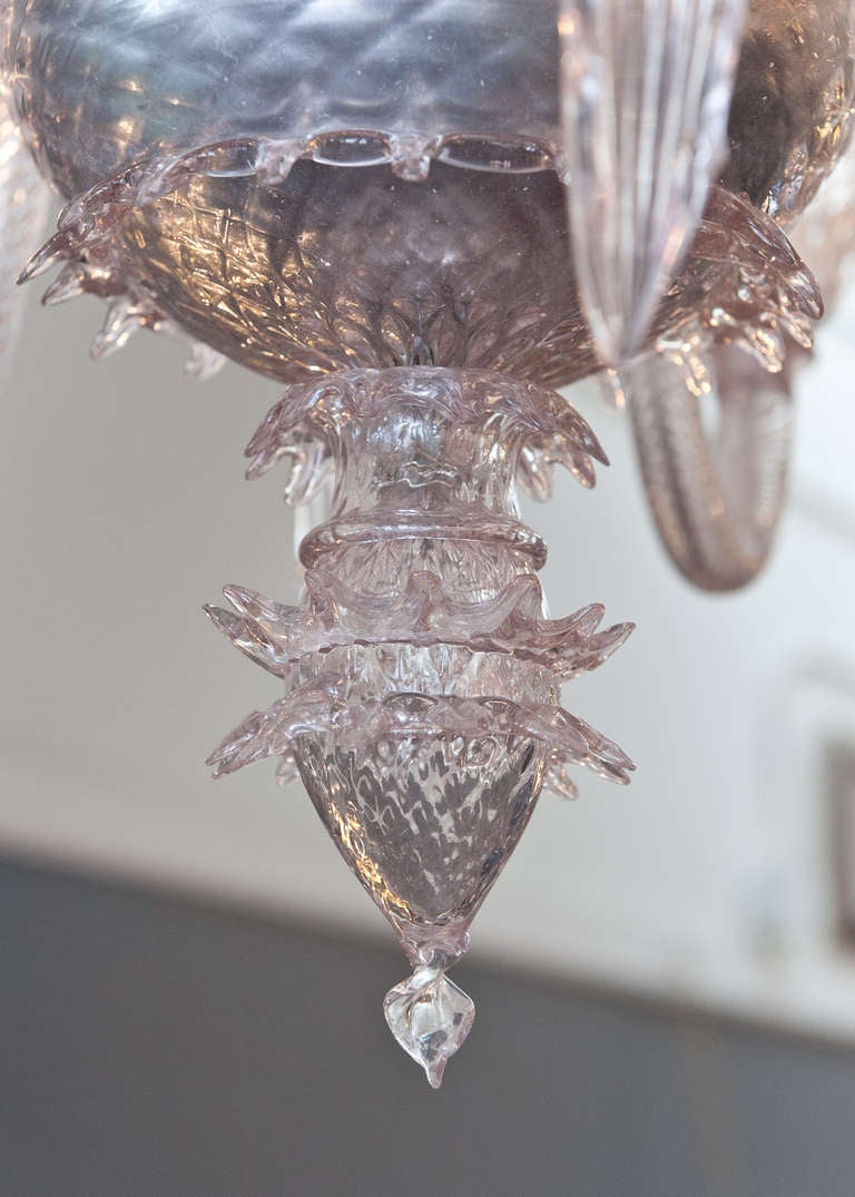 Vintage Pale Amethyst Murano Glass Chandelier 4