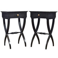 Pair of French Directoire Marble-Top Side Tables