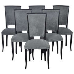 French Art Deco Set of Six Dining Chairs