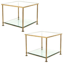 French Vintage Side Tables in the Manner of Jacques Adnet