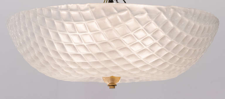 Handblown Murano glass ceiling fixture with a beautiful diamond pattern called 