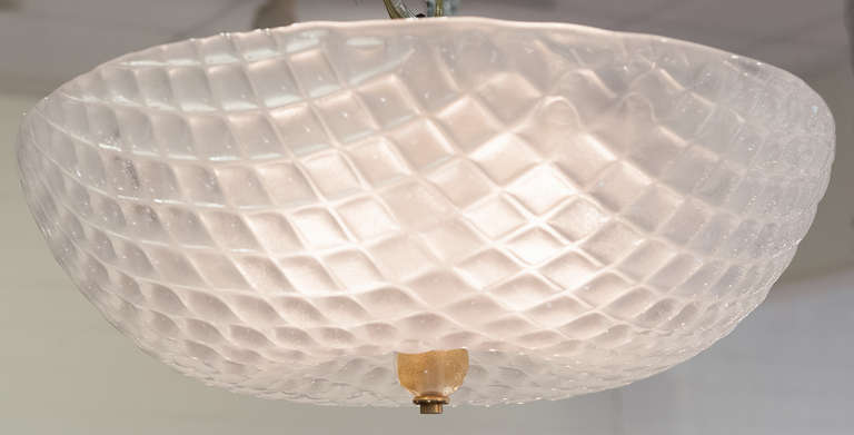 Mid-Century Modern Murano Frosted Glass Ceiling Fixture