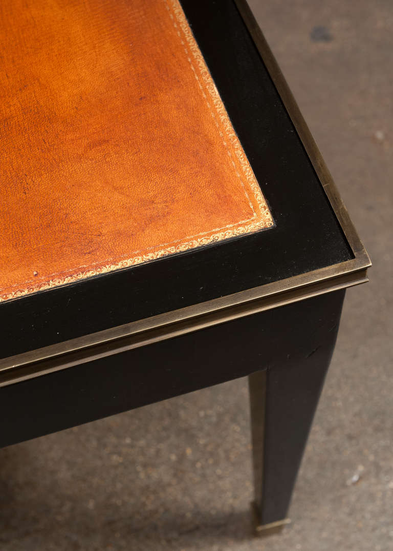 Bronze French Directoire Leather-Top Coffee Table