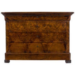 Antique French Restauration Burled Walnut Chest of Drawers