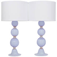 Pair of Murano “Incamiciato” Glass Lamps