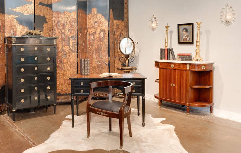 French Antique Louis XVI Buffet with Carrara Marble Top