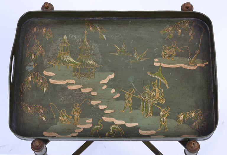 Napoleon III Vintage Painted Brass Tray Table