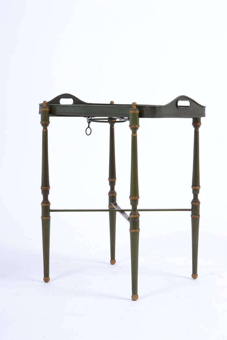 Enameled Vintage Painted Brass Tray Table