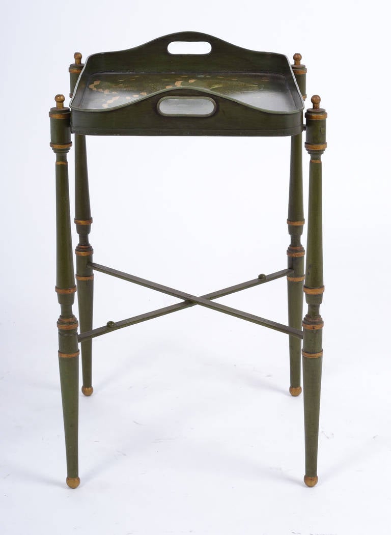 Mid-20th Century Vintage Painted Brass Tray Table