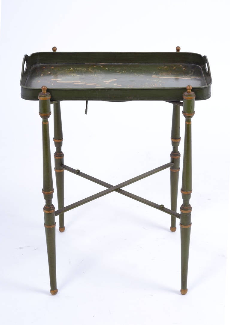 Vintage Painted Brass Tray Table 2