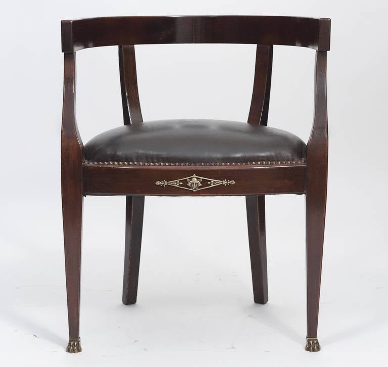 French Empire Mahogany Desk Armchair In Good Condition In Austin, TX