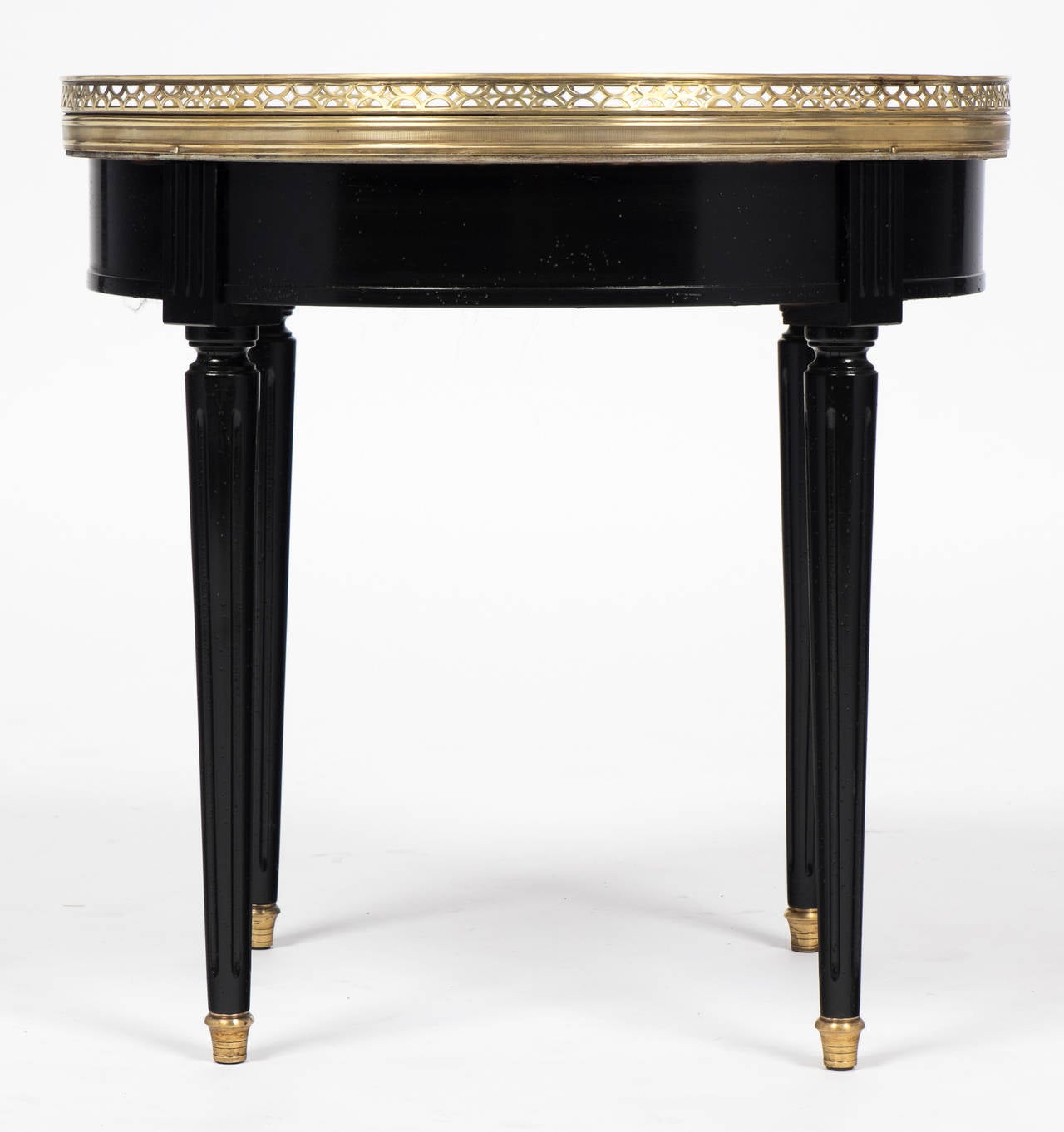 Ebonized Vintage Louis XVI Style Marble-Top Side Table