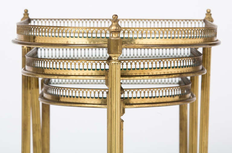 Set of Brass Nesting Tables on Casters 2
