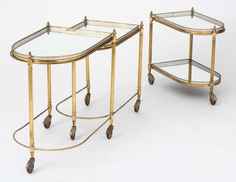 Set of Brass Nesting Tables on Casters 5