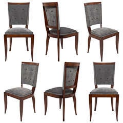 French Art Deco Set of 6 Dining Chairs