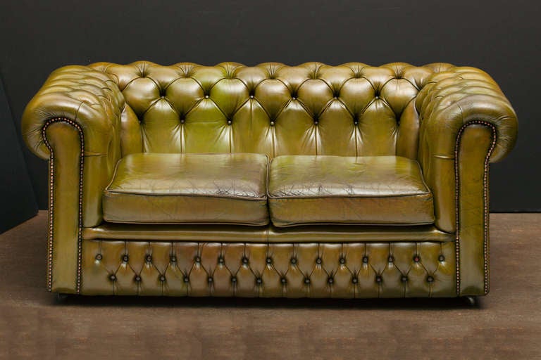 English Leather Chesterfield Sofa