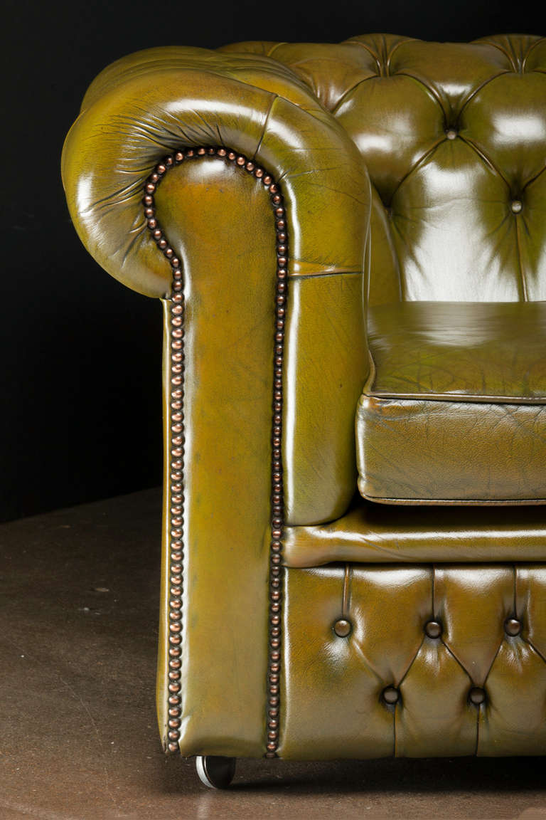 English Leather Chesterfield Sofa at 1stdibs