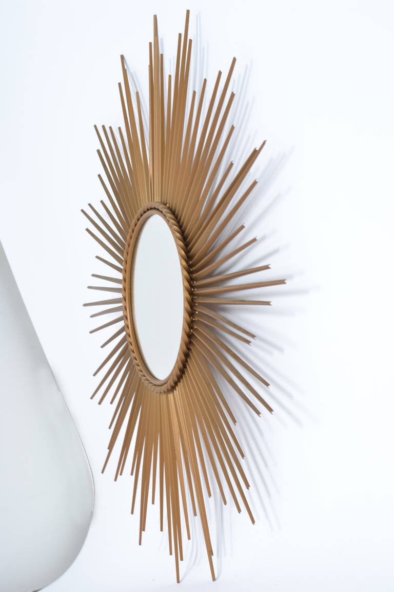 French Vintage Brass Sunburst Mirror 5