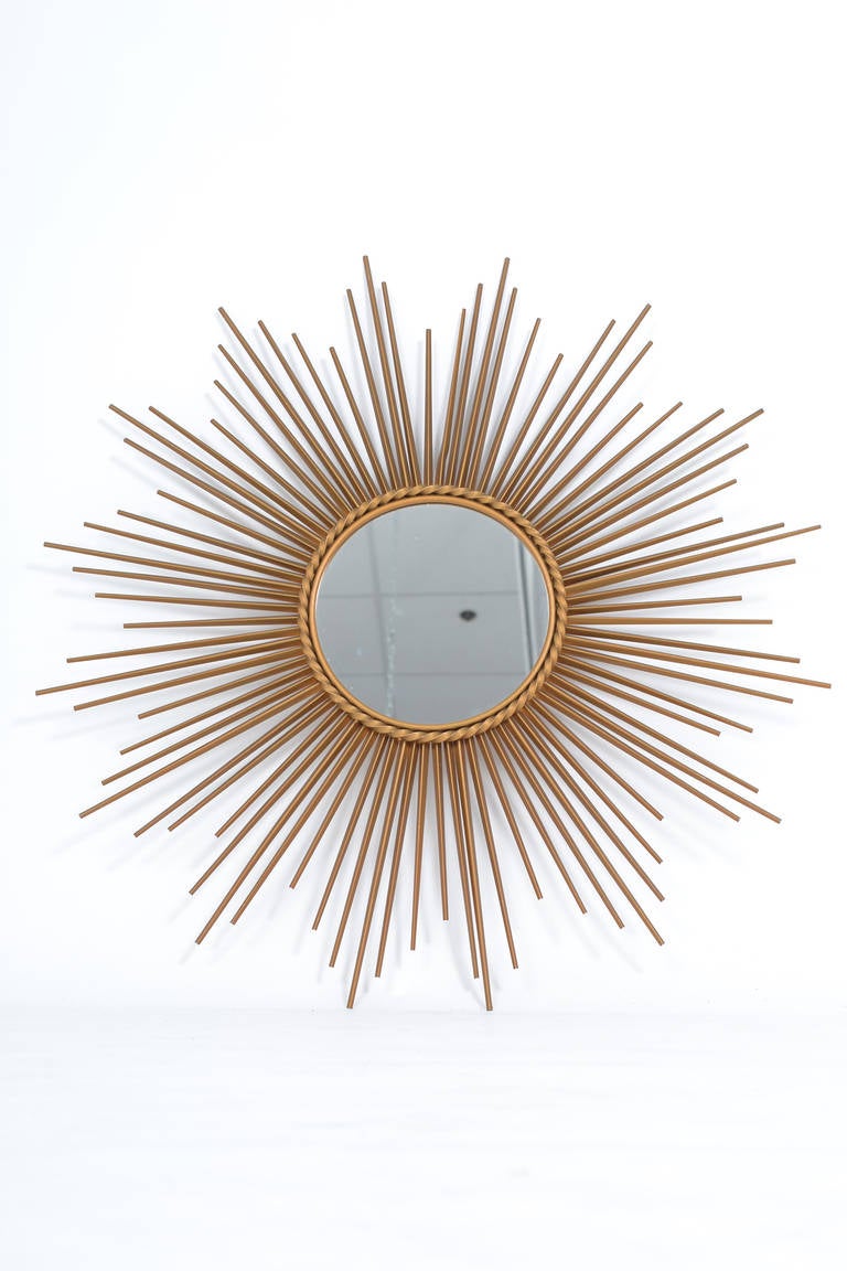 French Vintage Brass Sunburst Mirror 6