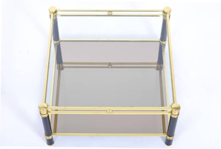 French Vintage Pair of Brass and Glass Side Tables In Good Condition In Austin, TX