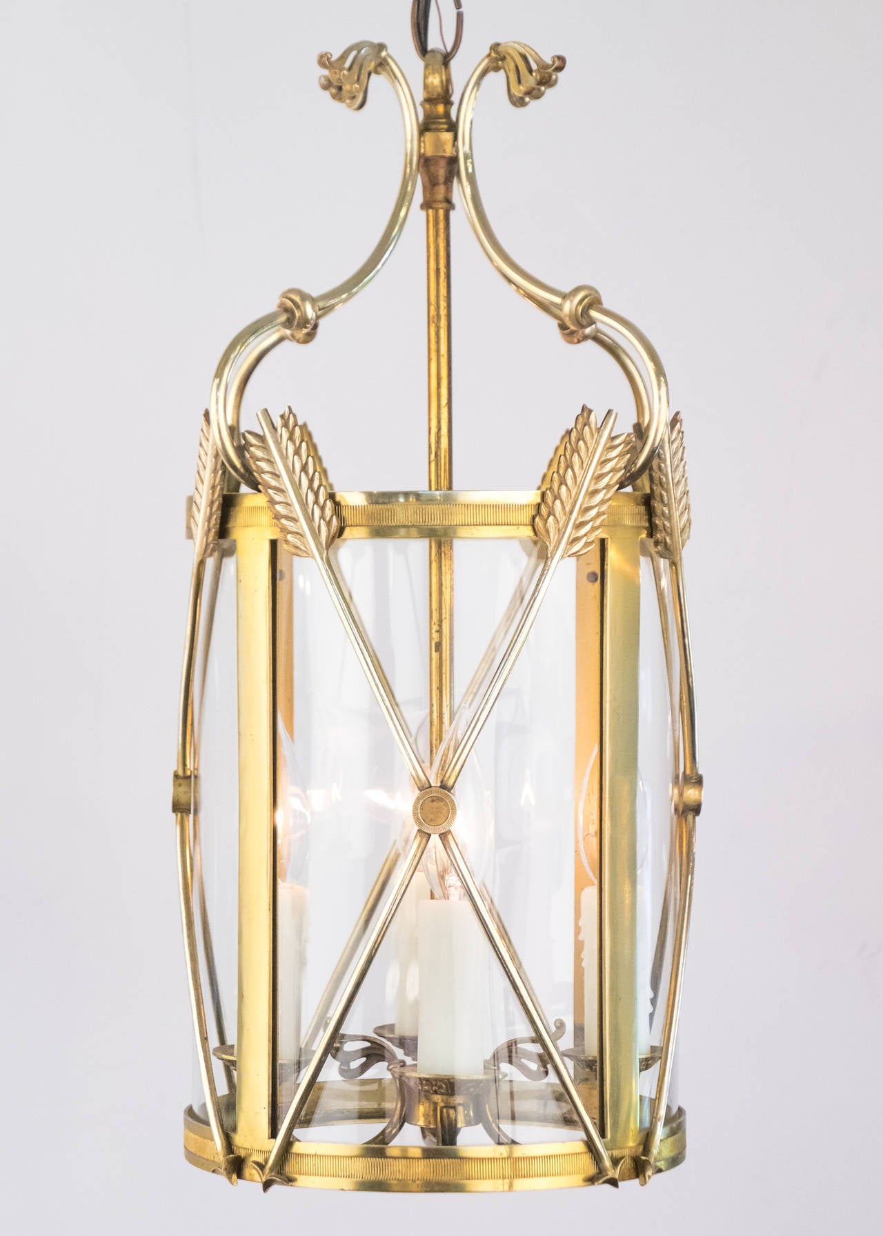 French Antique Brass Lantern with Arrows In Good Condition In Austin, TX