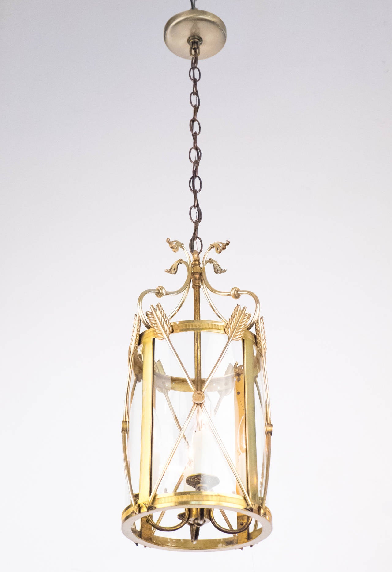 Directoire French Antique Brass Lantern with Arrows