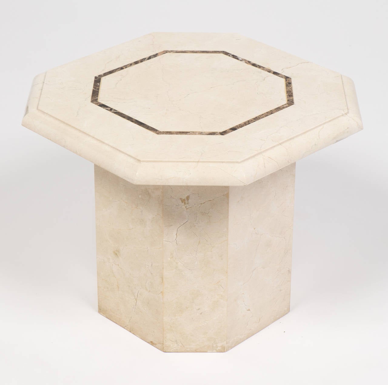 Granite French Vintage Pair of Travertine Side Tables