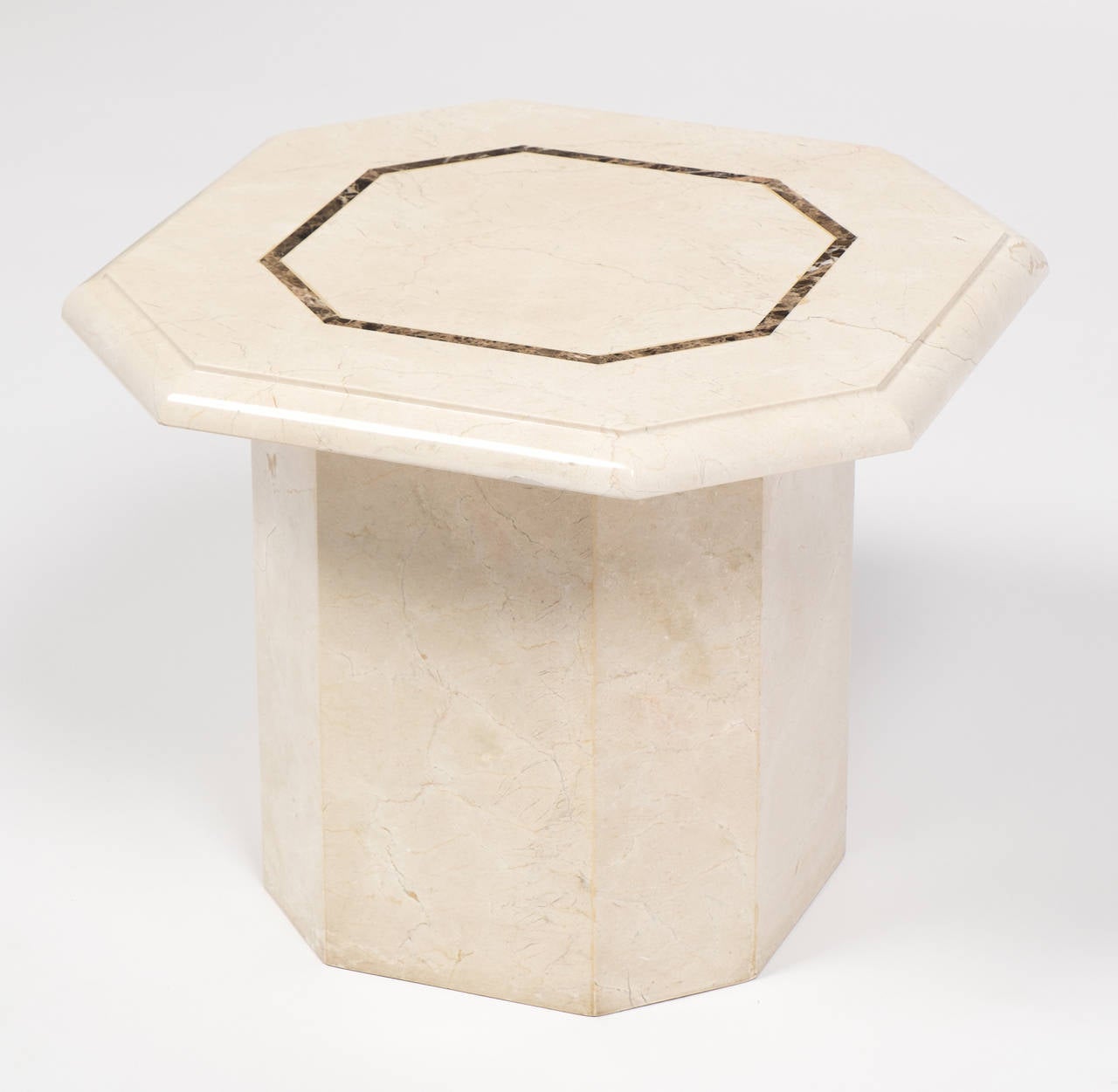 French Vintage Pair of Travertine Side Tables 1