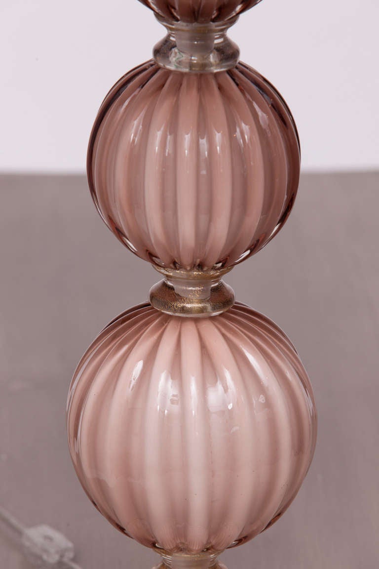 Mid-Century Modern Pair of Murano Amethyst Glass Table Lamps