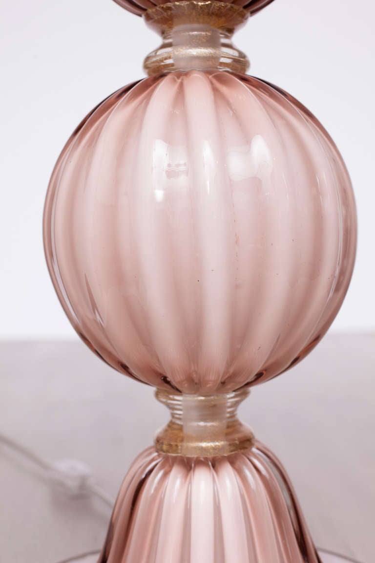 Murano Glass Pair of Murano Amethyst Glass Table Lamps