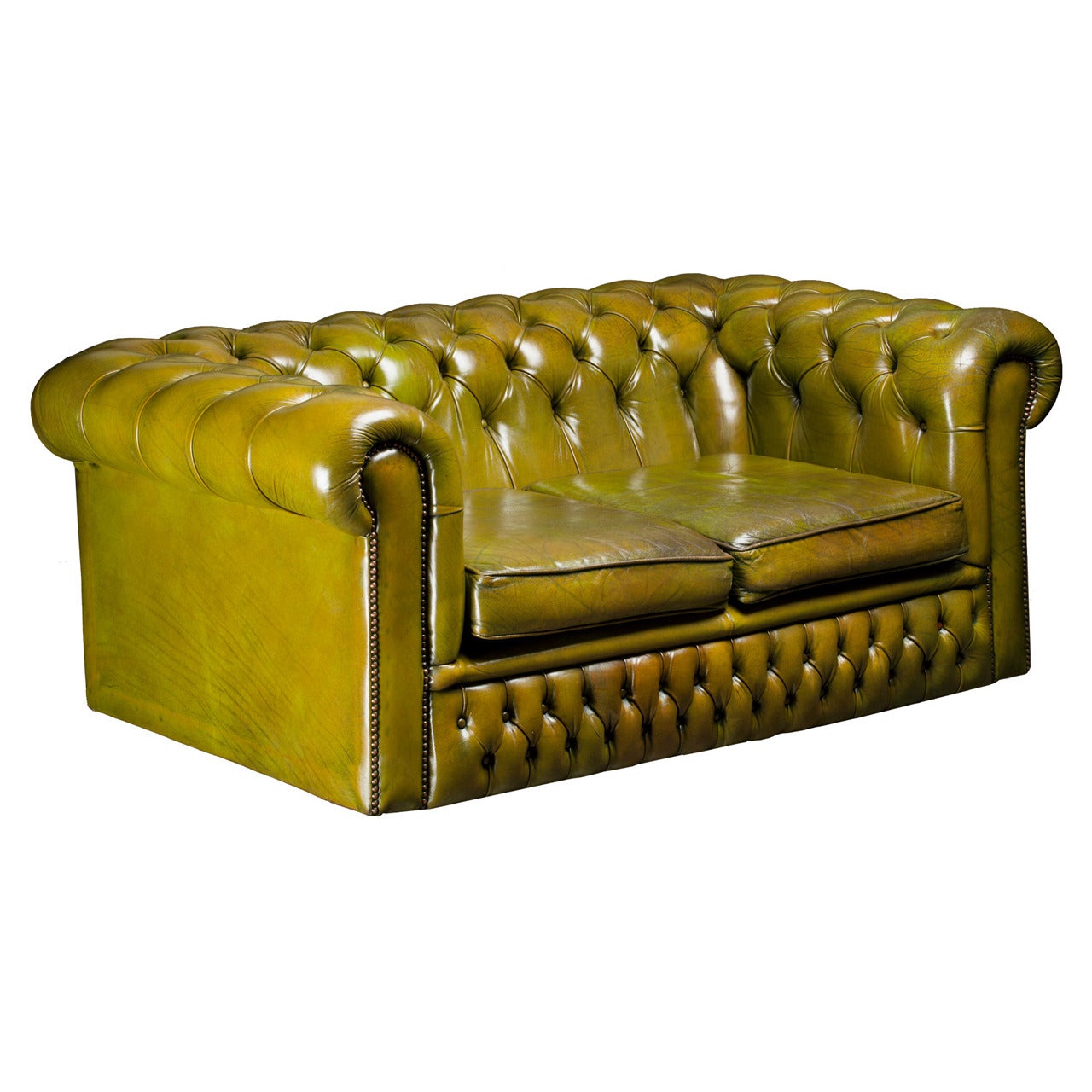 English Leather Chesterfield Sofa at 1stDibs