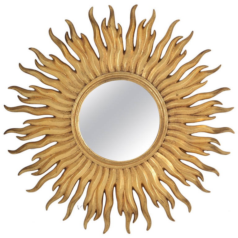 Vintage Gold Leaf Convex Sunburst Mirror At 1stdibs Vintage Gold Leaf Convex Sunburst Mirror For