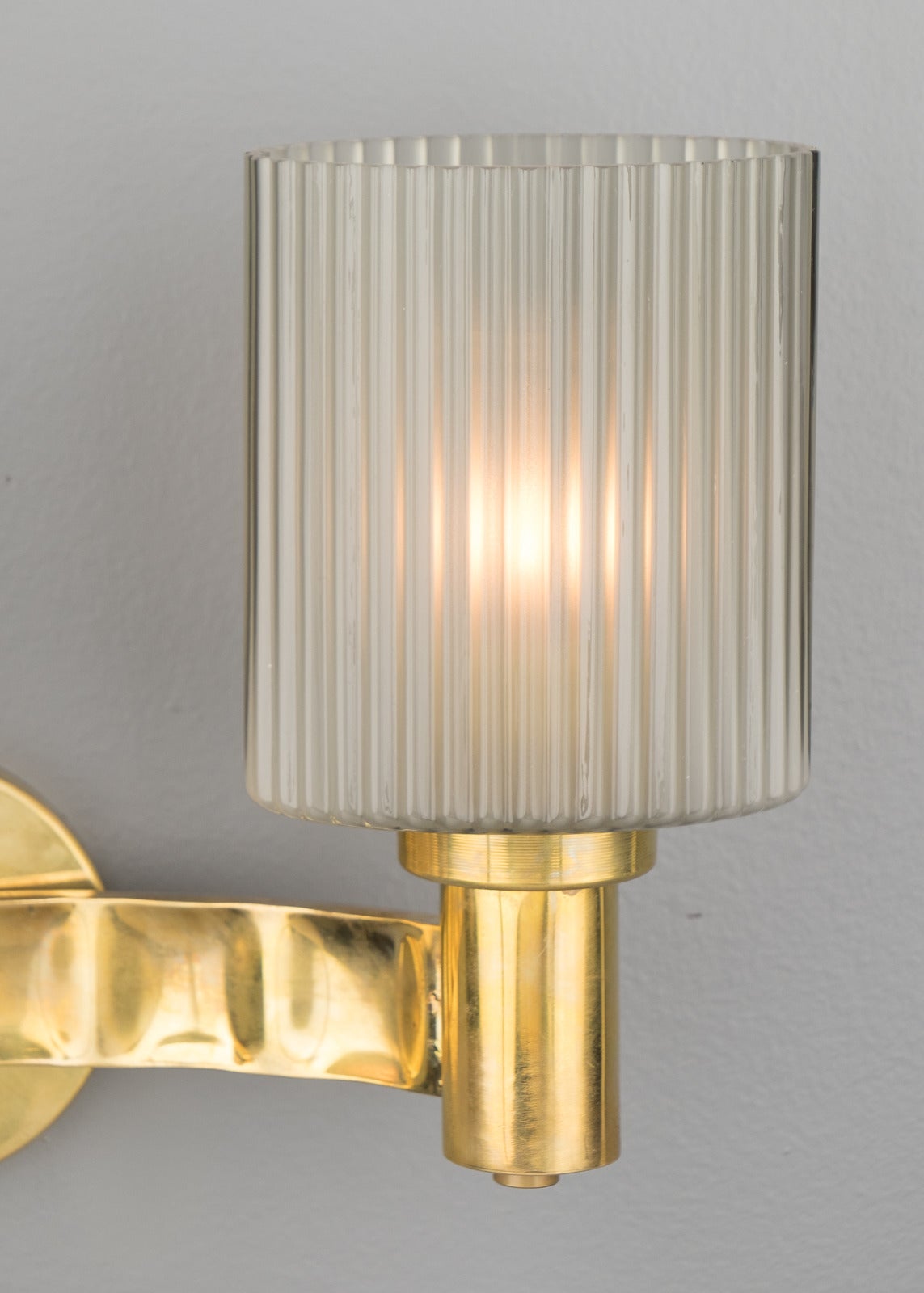 Murano Gray Glass and Brass Wall Sconces For Sale 3