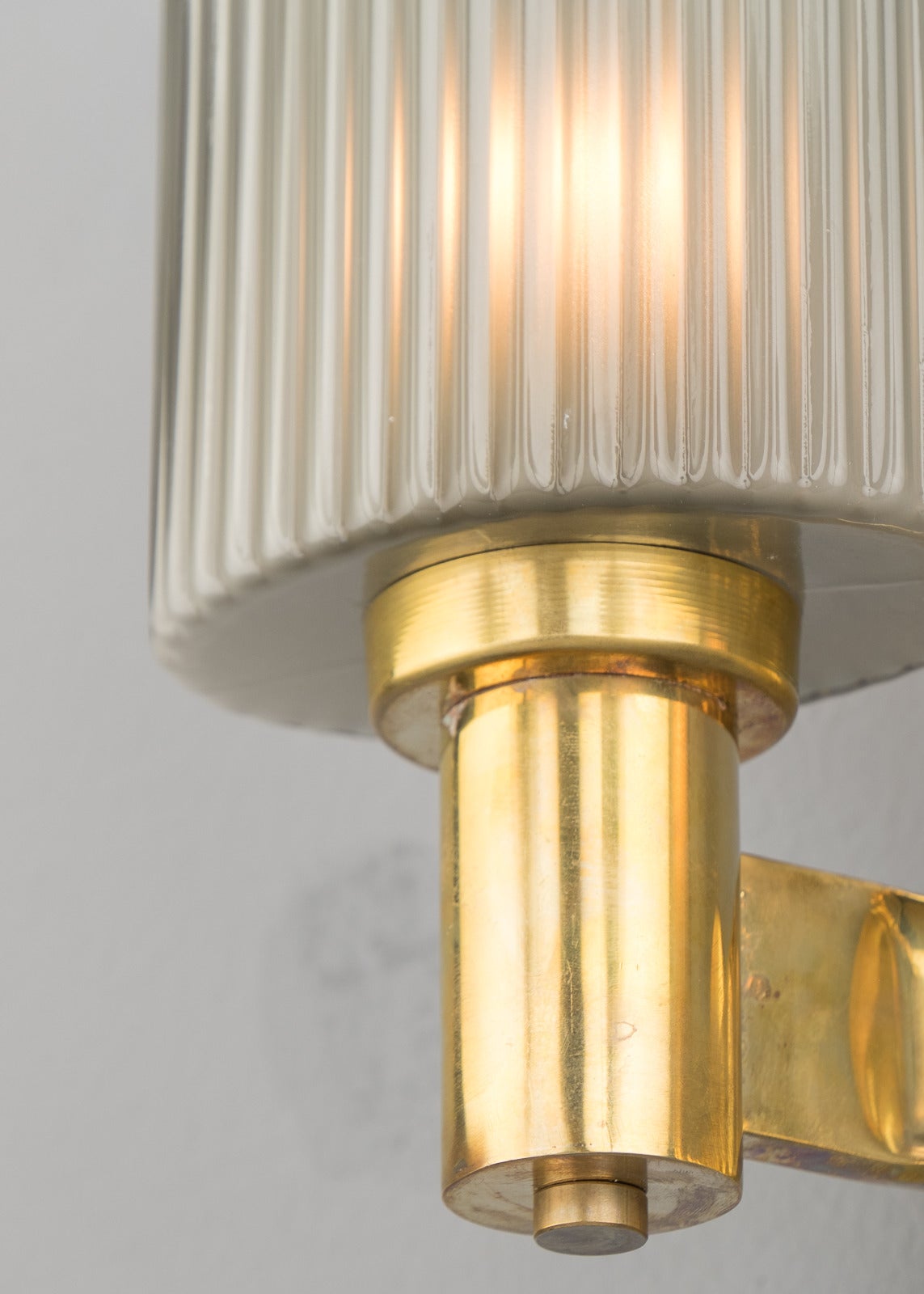 20th Century Murano Gray Glass and Brass Wall Sconces For Sale