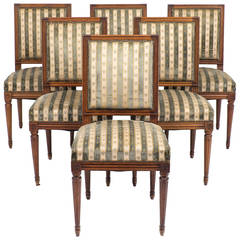 French Louis XVI Set of Six Mahogany Dining Chairs