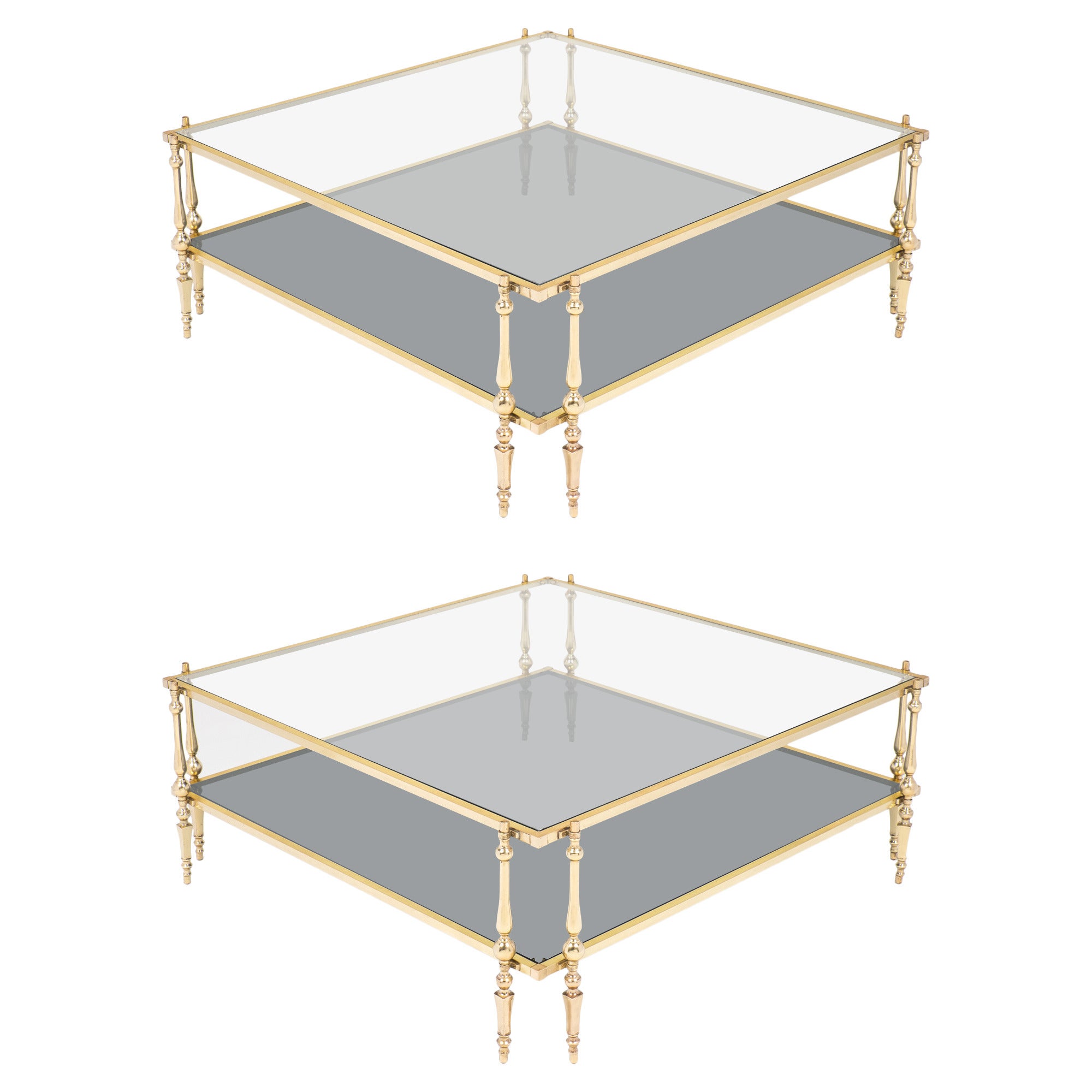 French Vintage Pair of Coffee Tables by Maison Jansen